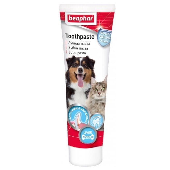 Зубна паста Beaphar Toothpaste для котів та собак зі смаком печінки, 100 г (13223) - фото 1