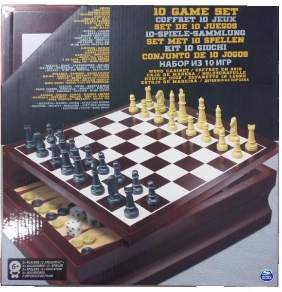 Набор из 10 классических игр Spin Master Games в деревянной коробке (SM98376/6033153) - фото 1