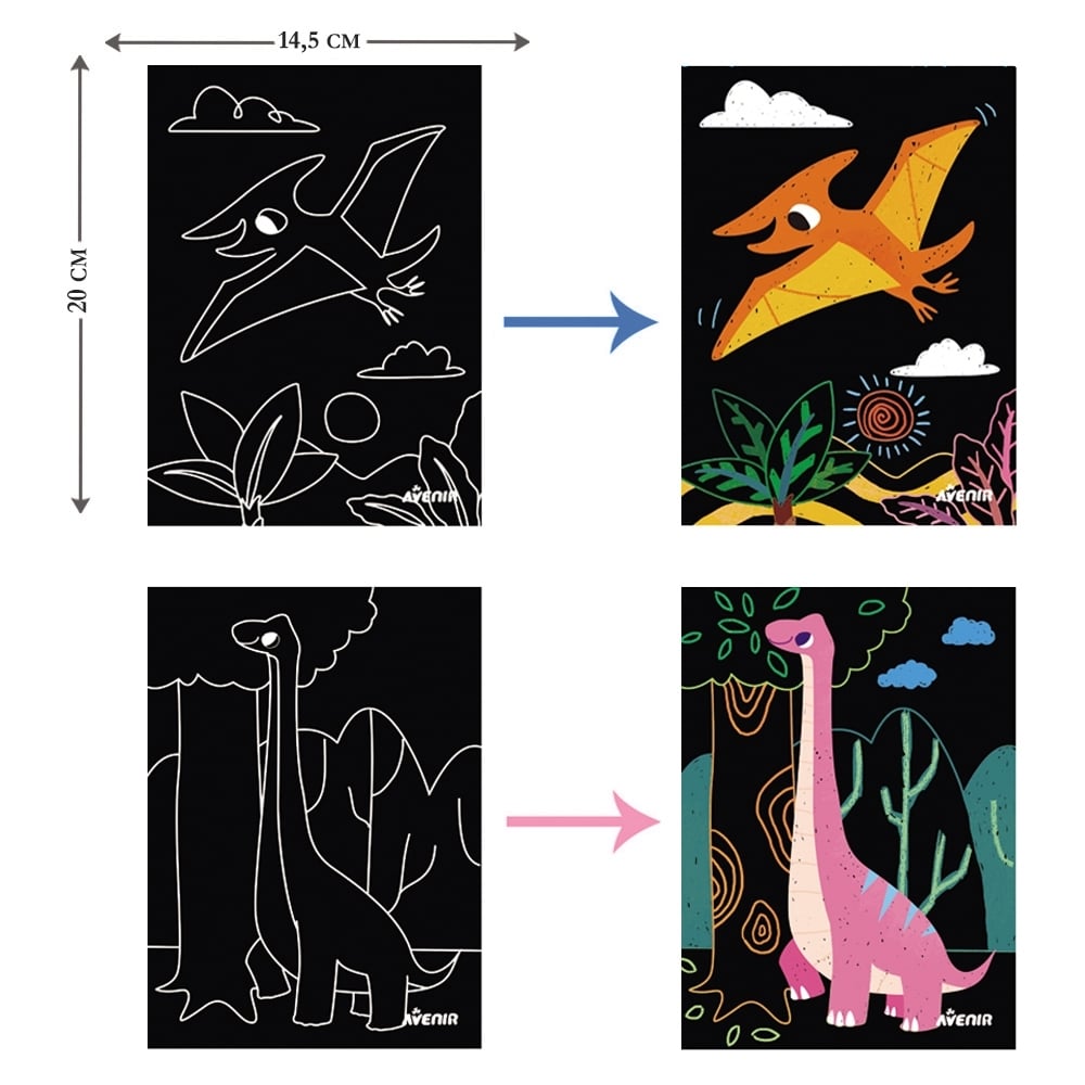 Набор для творчества скретч-арт Avenir Динозавры, 8 листов (CH1675) - фото 5