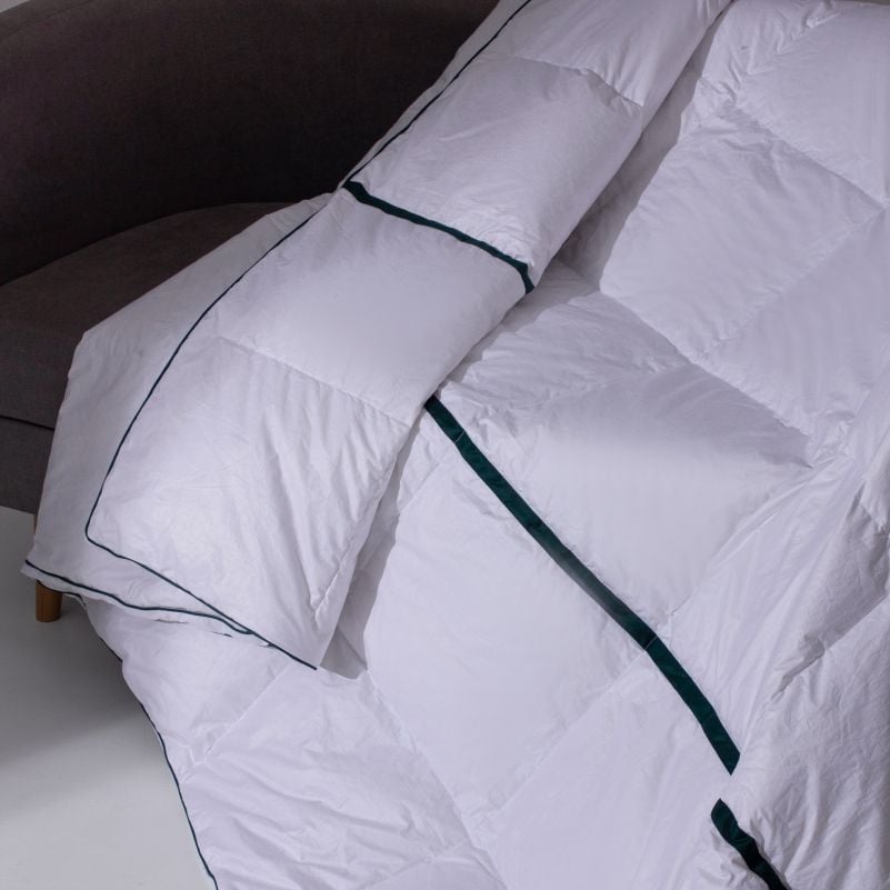 Одеяло пуховое MirSon Imperial Style, летнее, 205х140 см, белое с зеленым кантом - фото 6