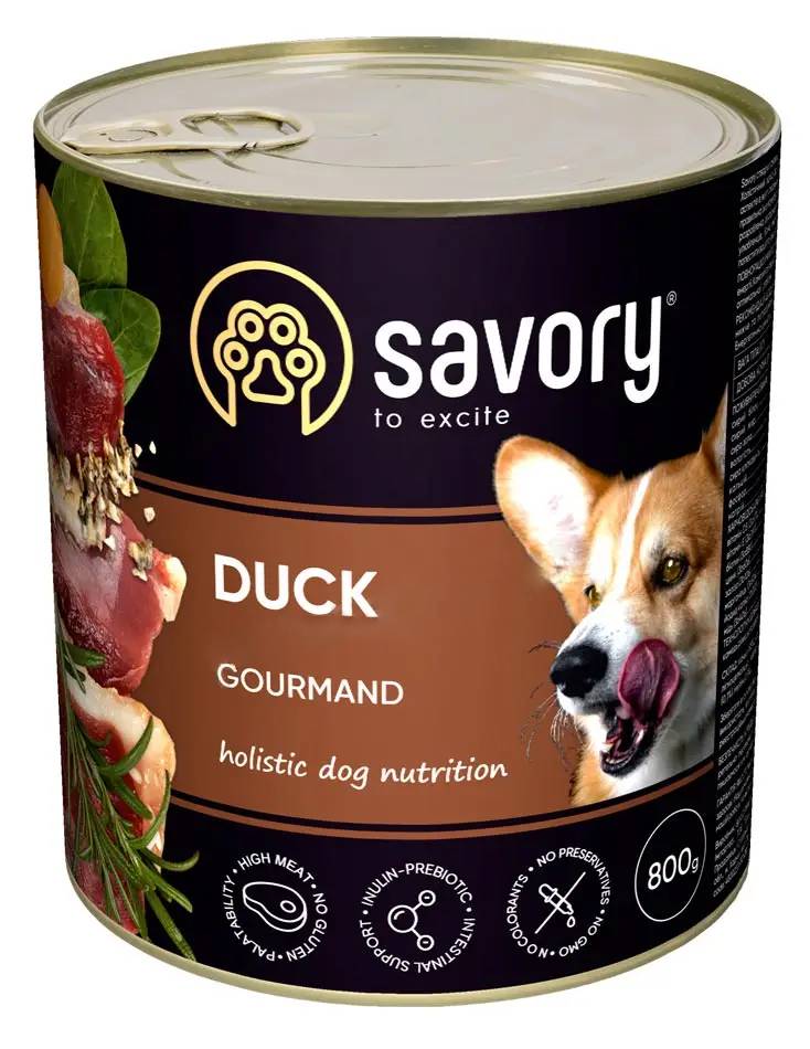 Вологий корм для дорослих собак всіх порід Savory Dog Gourmand, з качкою, 800 г - фото 1
