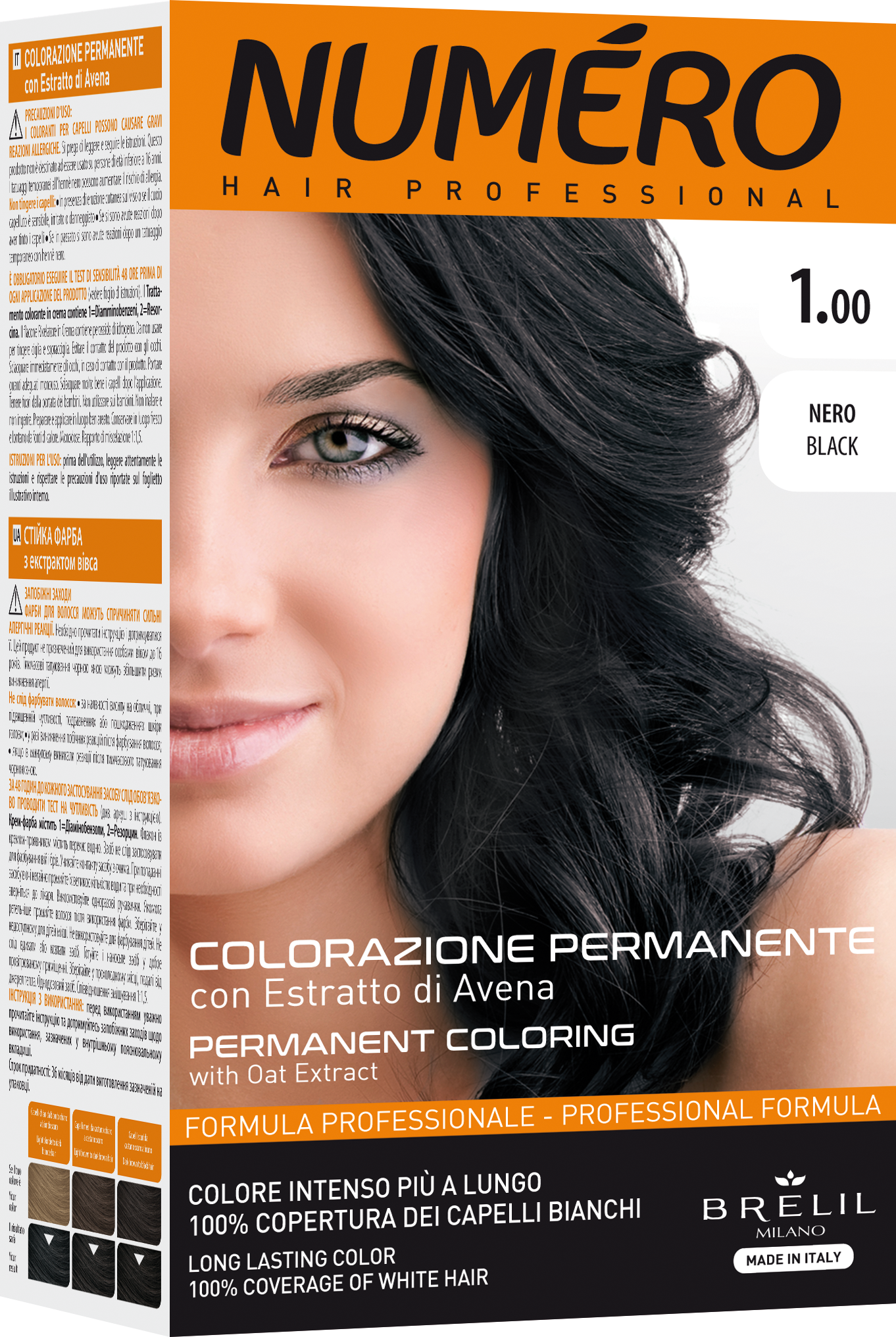 Краска для волос Numero Hair Professional Black, тон 1.00 (Черный), 140 мл - фото 1