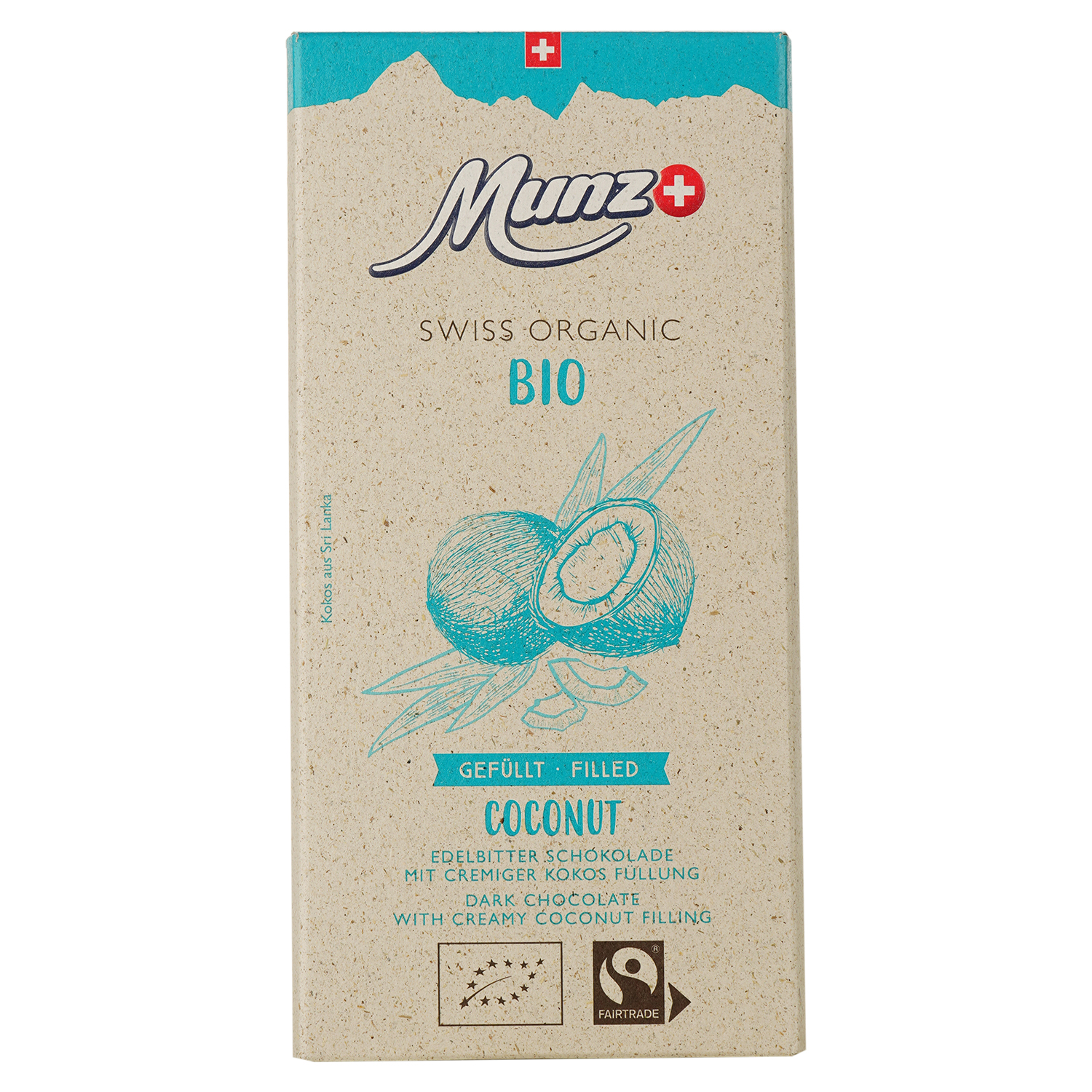 Шоколад черный Munz органический с кокосом, 60%, 100 г (873296) - фото 1