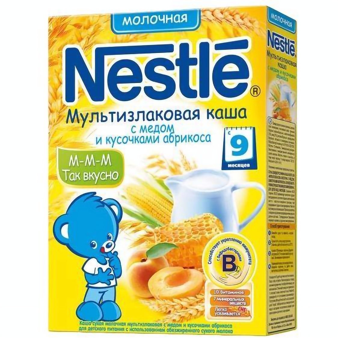 Молочна каша Nestle Мультизлакова з медом і шматочками абрикоса 250 г - фото 1