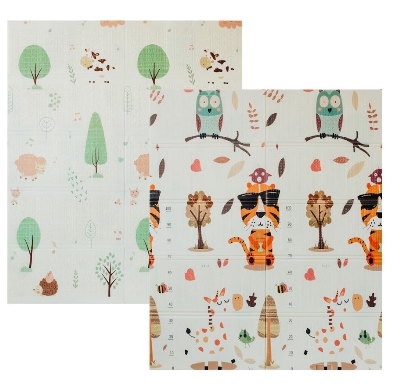 Дитячий двосторонній складаний килимок Poppet Тигреня в лісі і Молочна ферма, 150х180 см (PP001-150) - фото 1