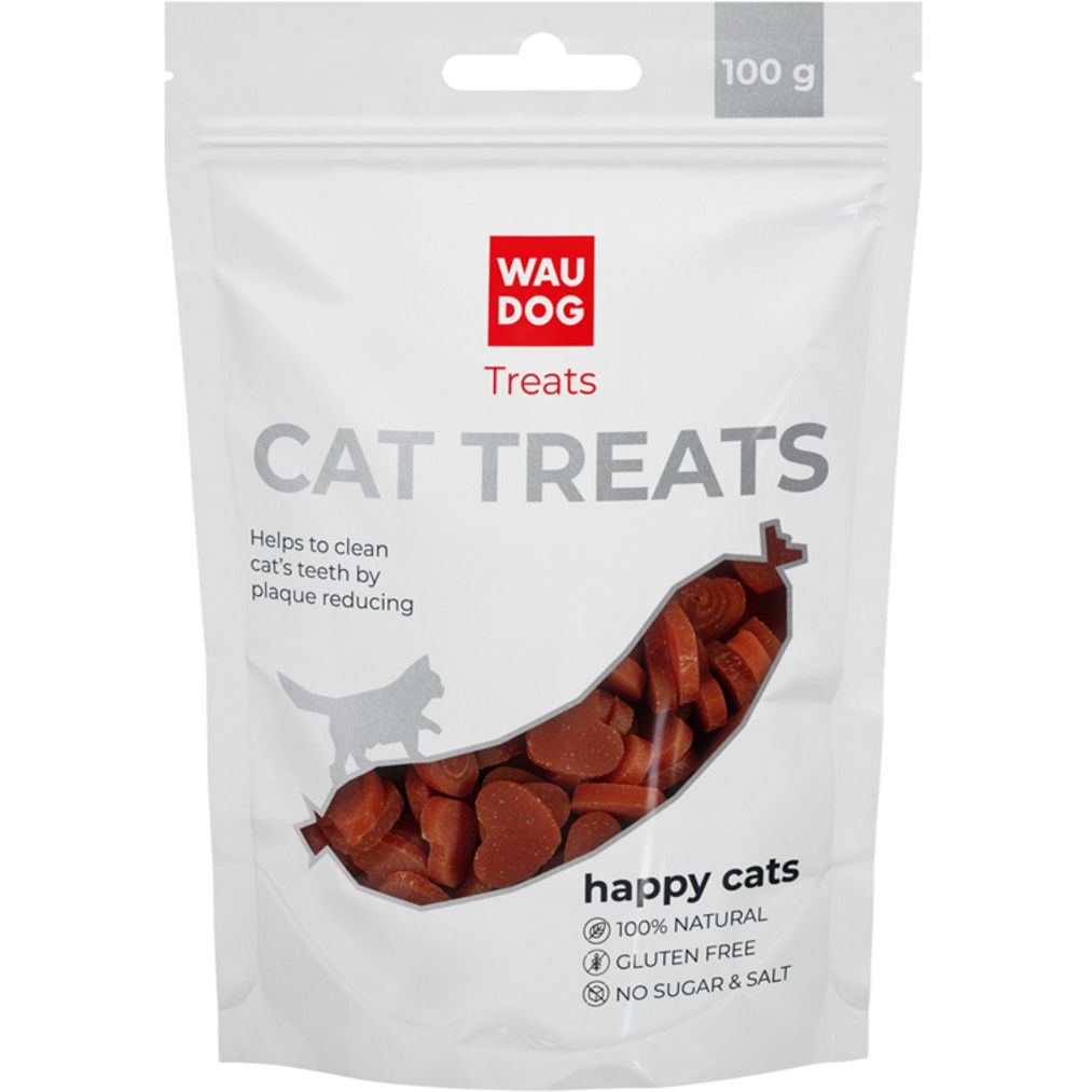 Лакомство для кошек Waudog Treats Лососевые жевательные сердечки 100 г - фото 1