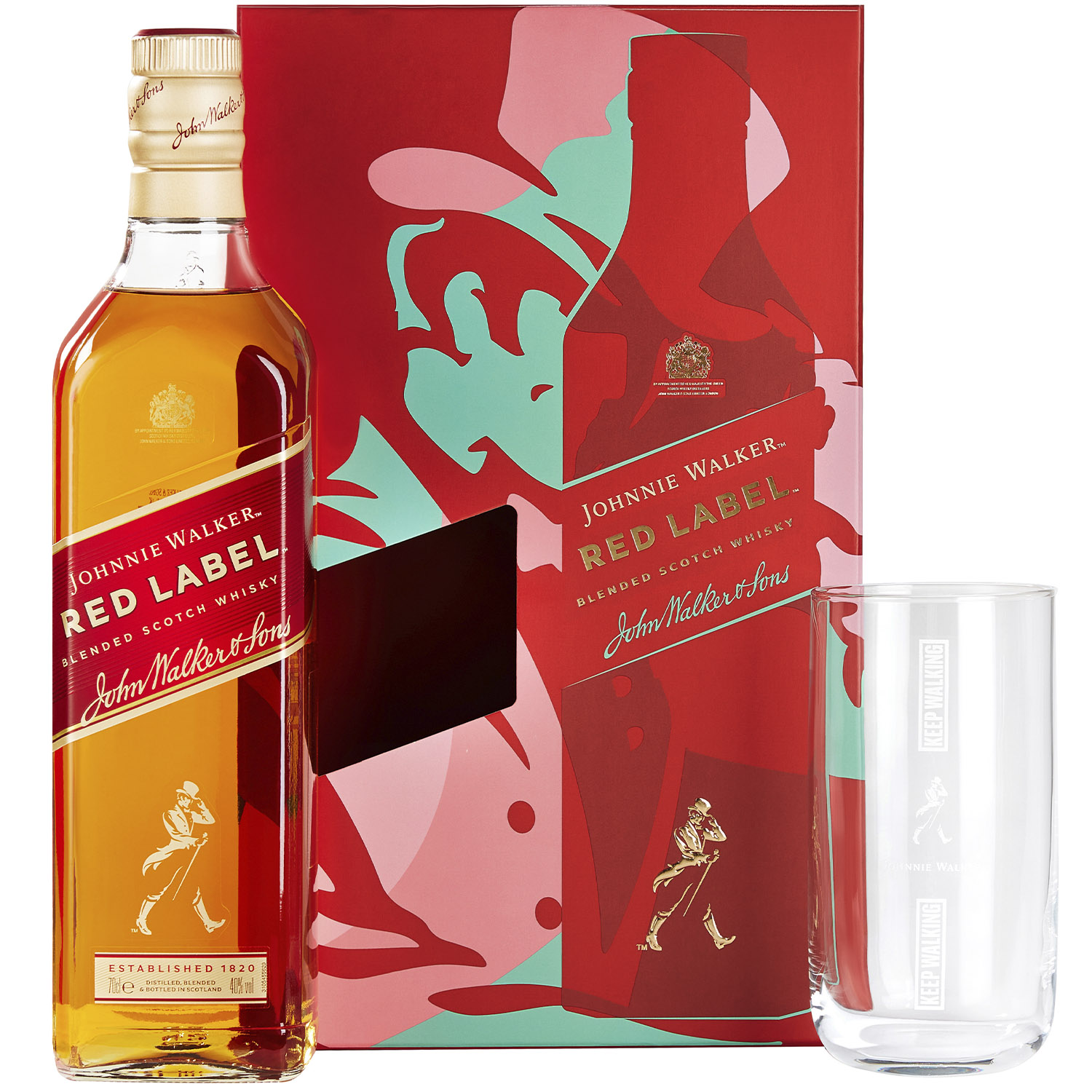 Набір: віскі Johnnie Walker Red label Blended Scotch Whisky 40%, 0,7 л + 2 келихи - фото 3