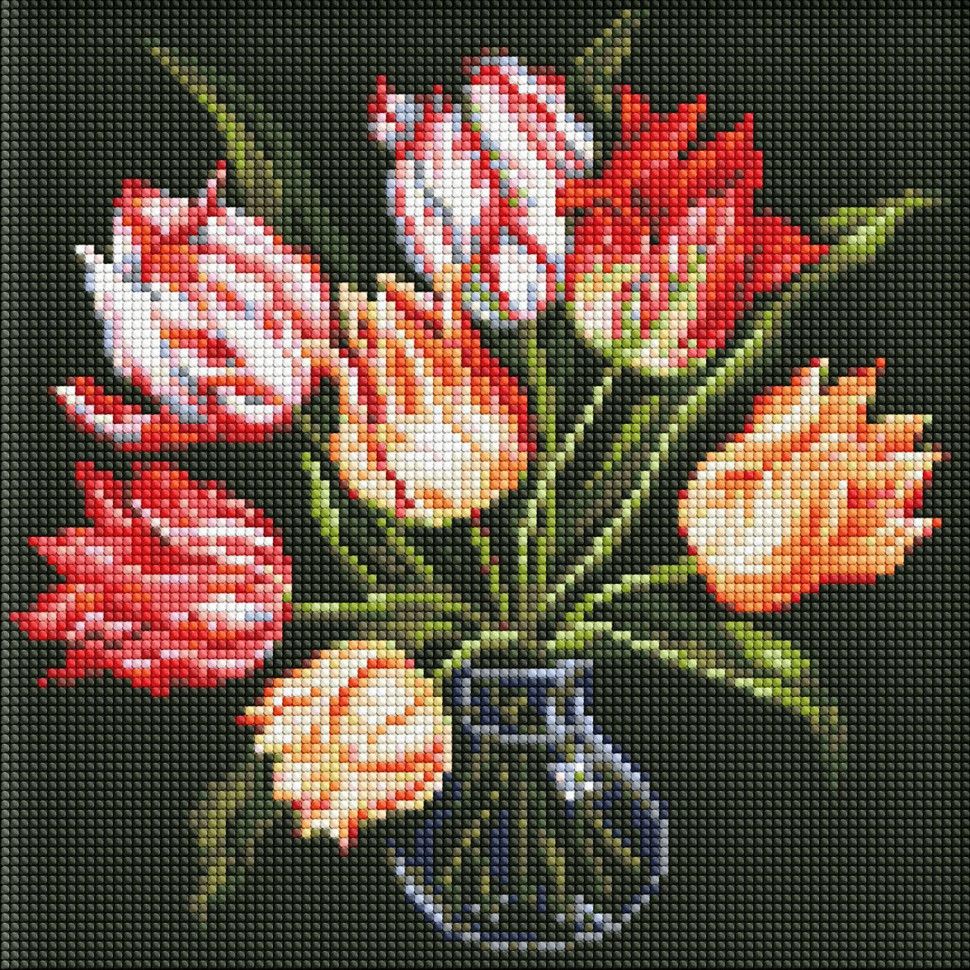Алмазна мозаїка Ideyka без підрамника Витончені тюльпани ©kovtun_olga_art AMC7688 30х30 см - фото 1