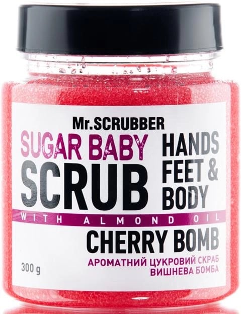 Подарунковий набір Mr.Scrubber Cherry Bomb: Цукровий скраб, 300 г + Гель для душу, 300 мл + Мочалка Хмаринка - фото 3