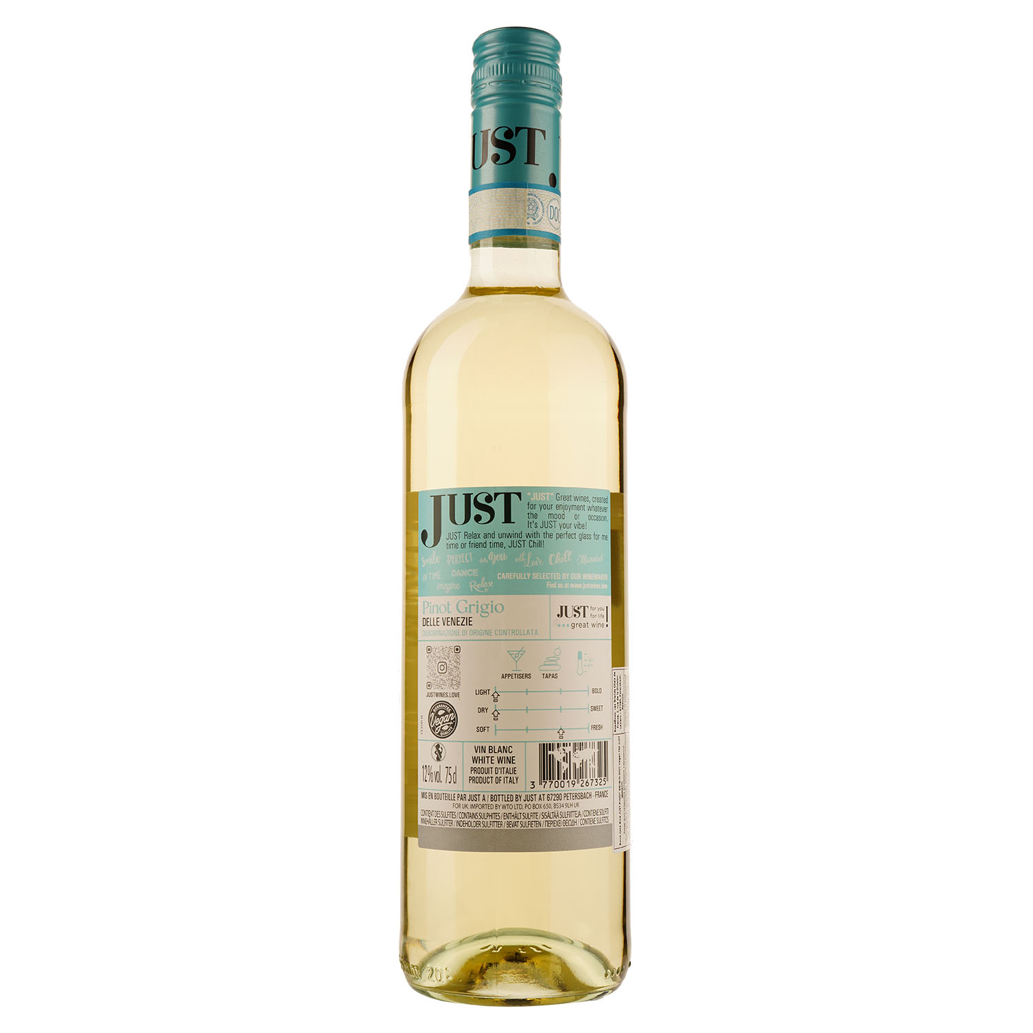 Вино Just Pinot Grigio Delle Venezie DOC Vegan, біле, сухе, 0,75 л - фото 2