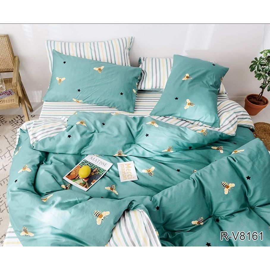 Комплект постельного белья TAG Tekstil с компаньоном Семейный 000210547 (R-V8161) - фото 1