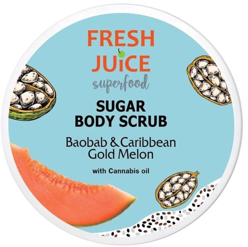Сахарный скраб для тела Fresh Juice Superfood Baobab & Caribbean Gold Melon 225 мл - фото 1