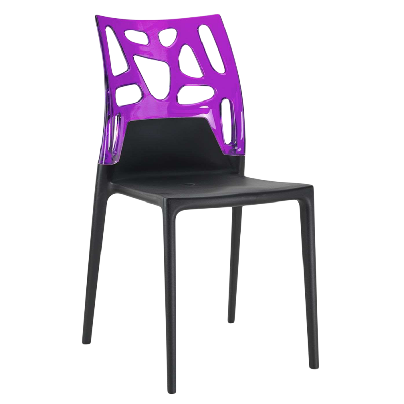 Стул Papatya Ego-Rock, черное сиденье, верх прозрачно-пурпурный (388559) - фото 1