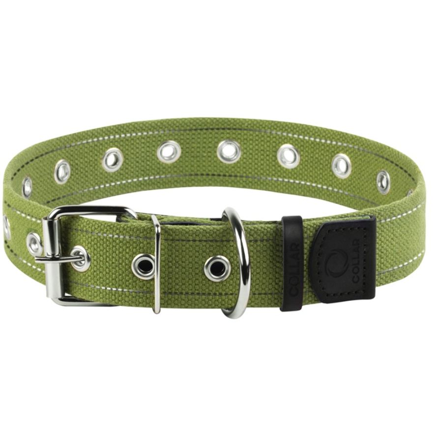 Нашийник для собак Collar, бавовняний, безрозмірний, 63x3,5 см, зелений - фото 1