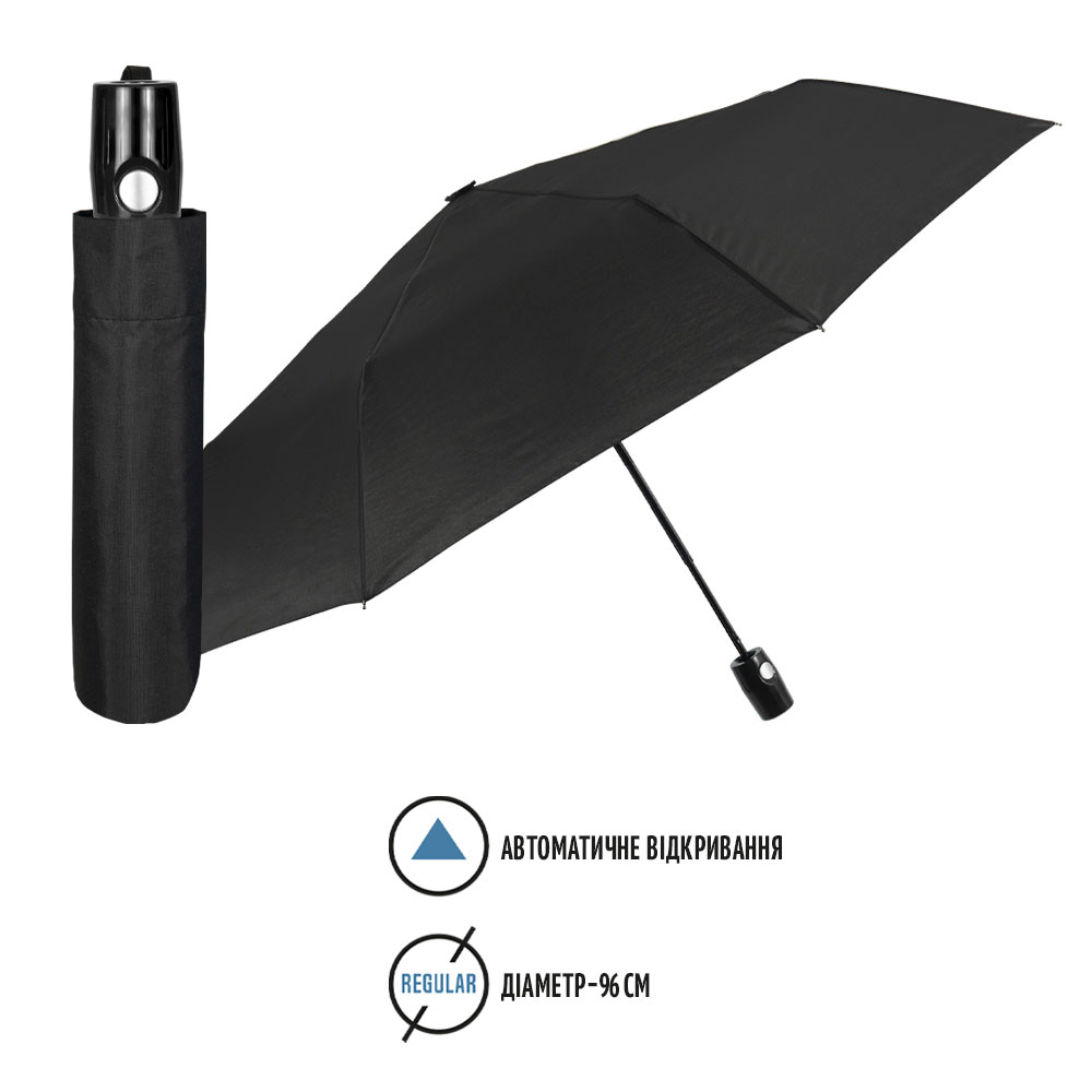 Зонтик Perletti Ombrelli складной автоматический черный (96007-01) - фото 2