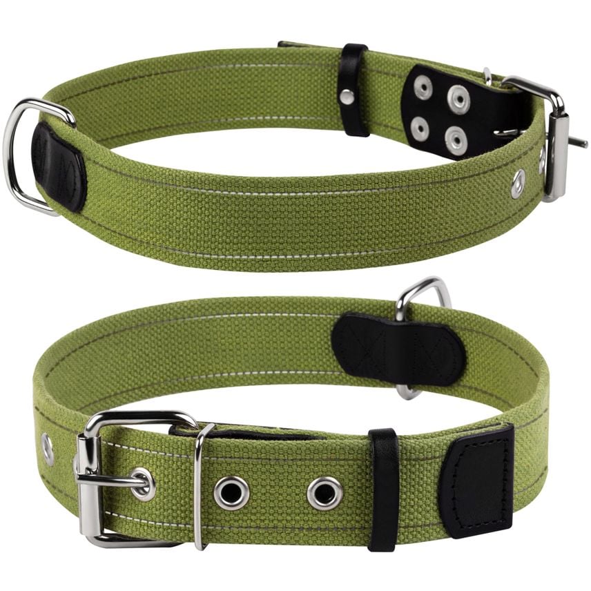 Ошейник для собак Collar, хлопчатобумажный, 41-53x2,5 см, зеленый - фото 3
