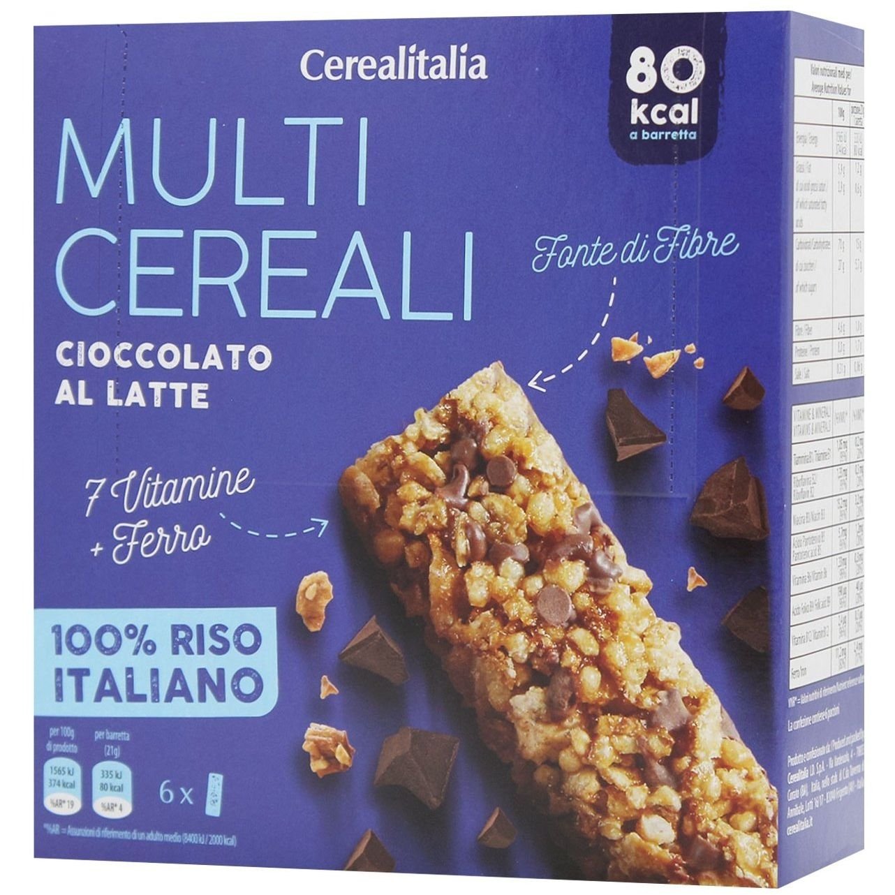 Батончики Cerealitalia Day By Day Молочный шоколад с витаминами и минералами мультизерновой 126 г (6 шт. х 21 г) - фото 1