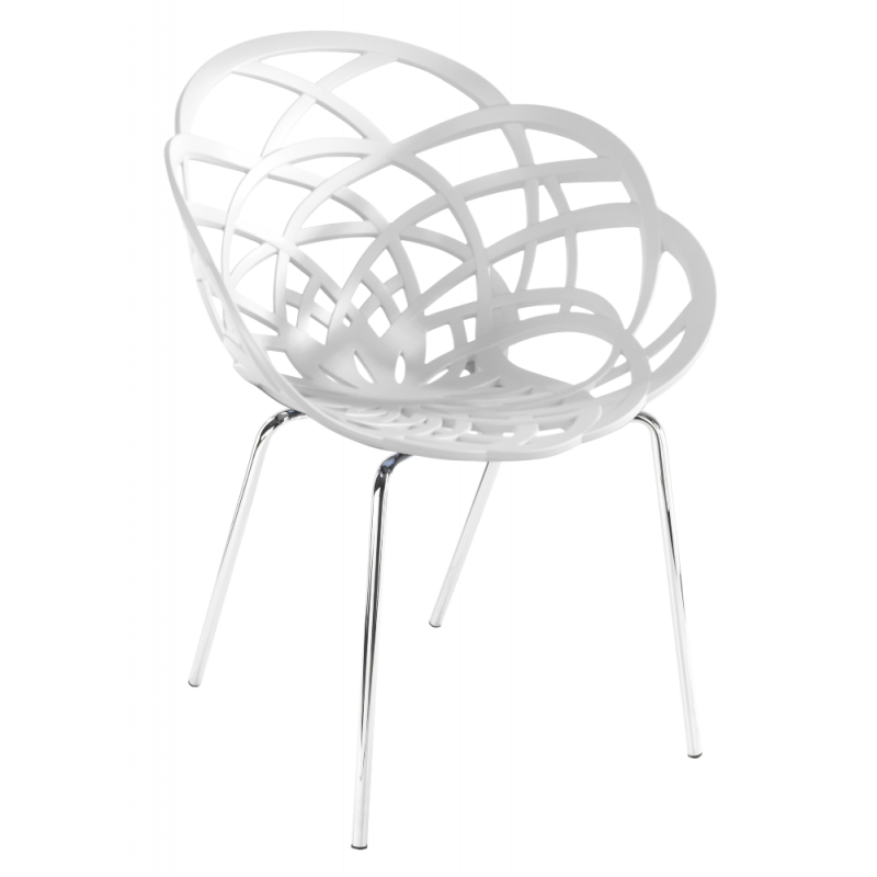 Кресло Papatya Flora-ML, матовое белое сиденье, ножки хром (874694) - фото 1