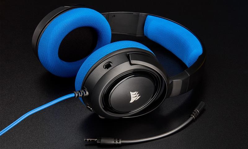 Игровые наушники Corsair HS35 Blue со съемным микрофоном - фото 2