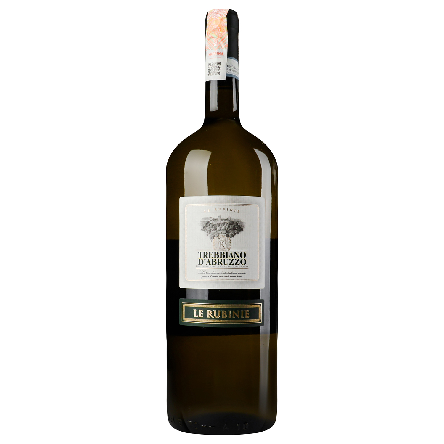 Вино Verga Le Rubinie Trebbiano D'Abruzzo DOC, біле, сухе, 11,5%, 1,5 л (ALR6141) - фото 1