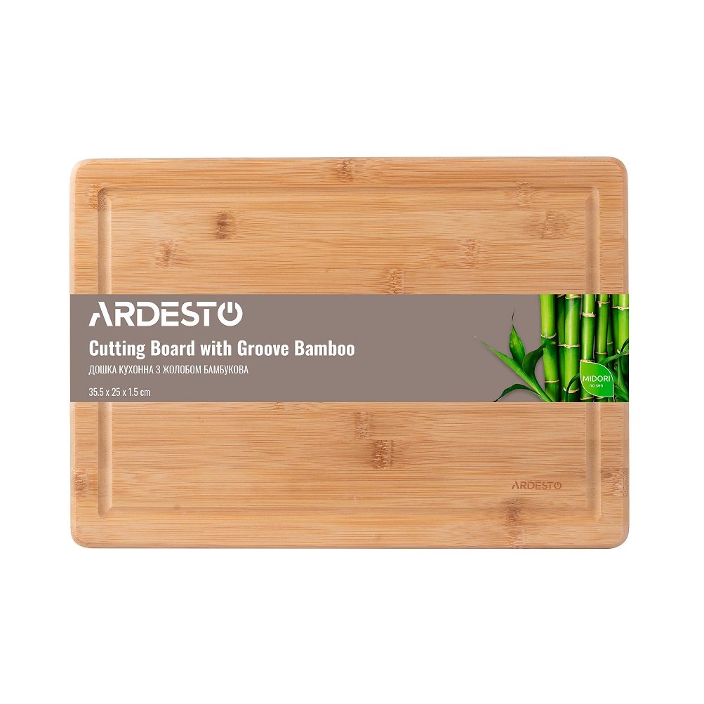 Дошка кухонна Ardesto Midori, з жолобом, 35,5х25х1,5 см (AR1435BG) - фото 1