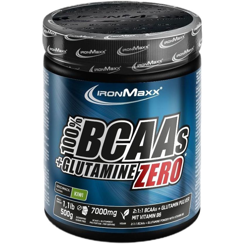 Амінокислота IronMaxx 100% BCAAs + Glutamine Zero Ківі 500 г - фото 1