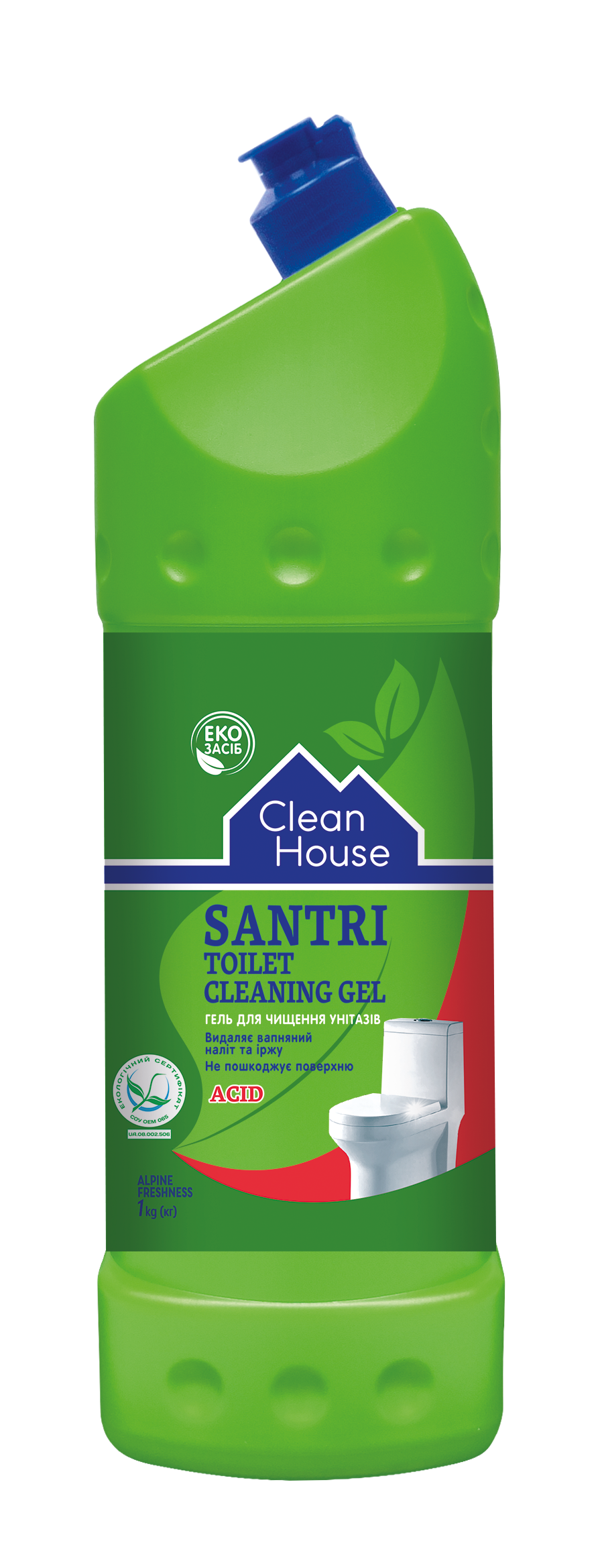 Гель для чищення унітазів Clean House Santri Альпійська свіжість, 1 л - фото 1