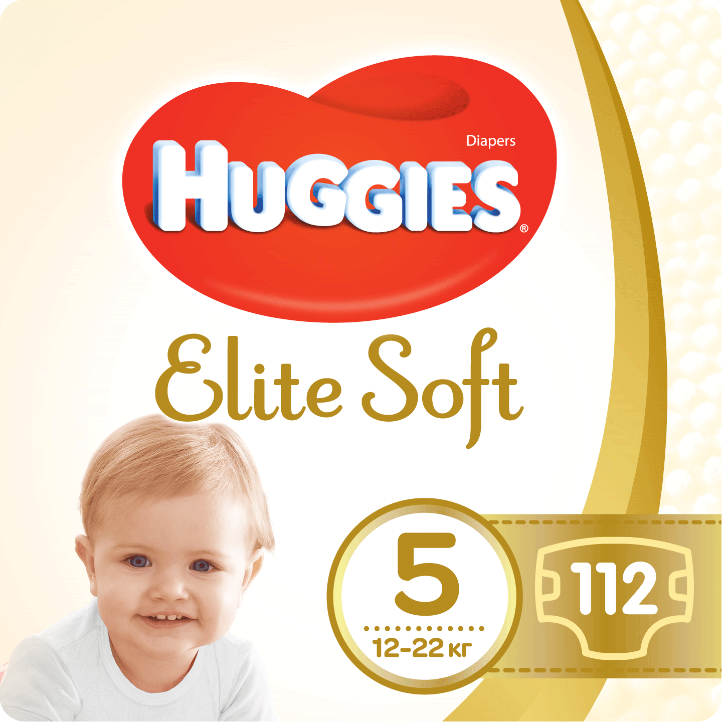 Набір підгузків Huggies Elite Soft 5 (12-22 кг), 112 шт. (2 уп. по 56 шт.) - фото 1