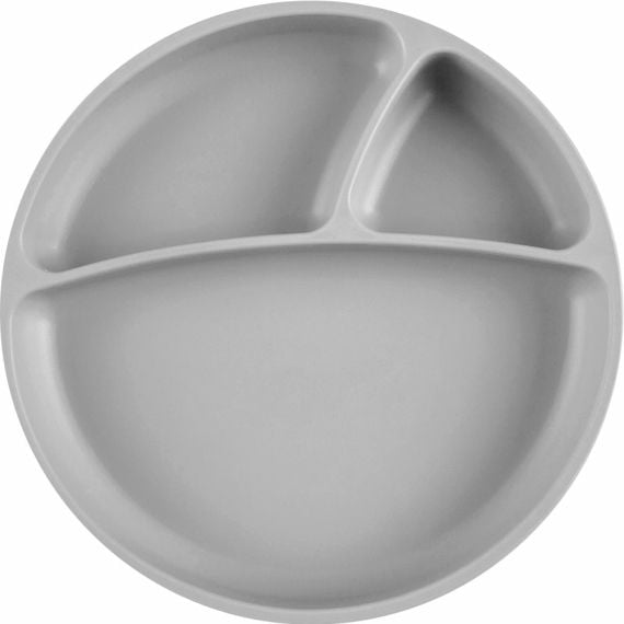 Тарілка секційна MinikOiOi Portions Powder Grey, на присосці, силіконова (101050004) - фото 1