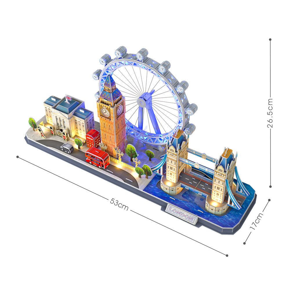 Трехмерная головоломка-конструктор CubicFun City line с LED подсветкой Лондон (L532h) - фото 5