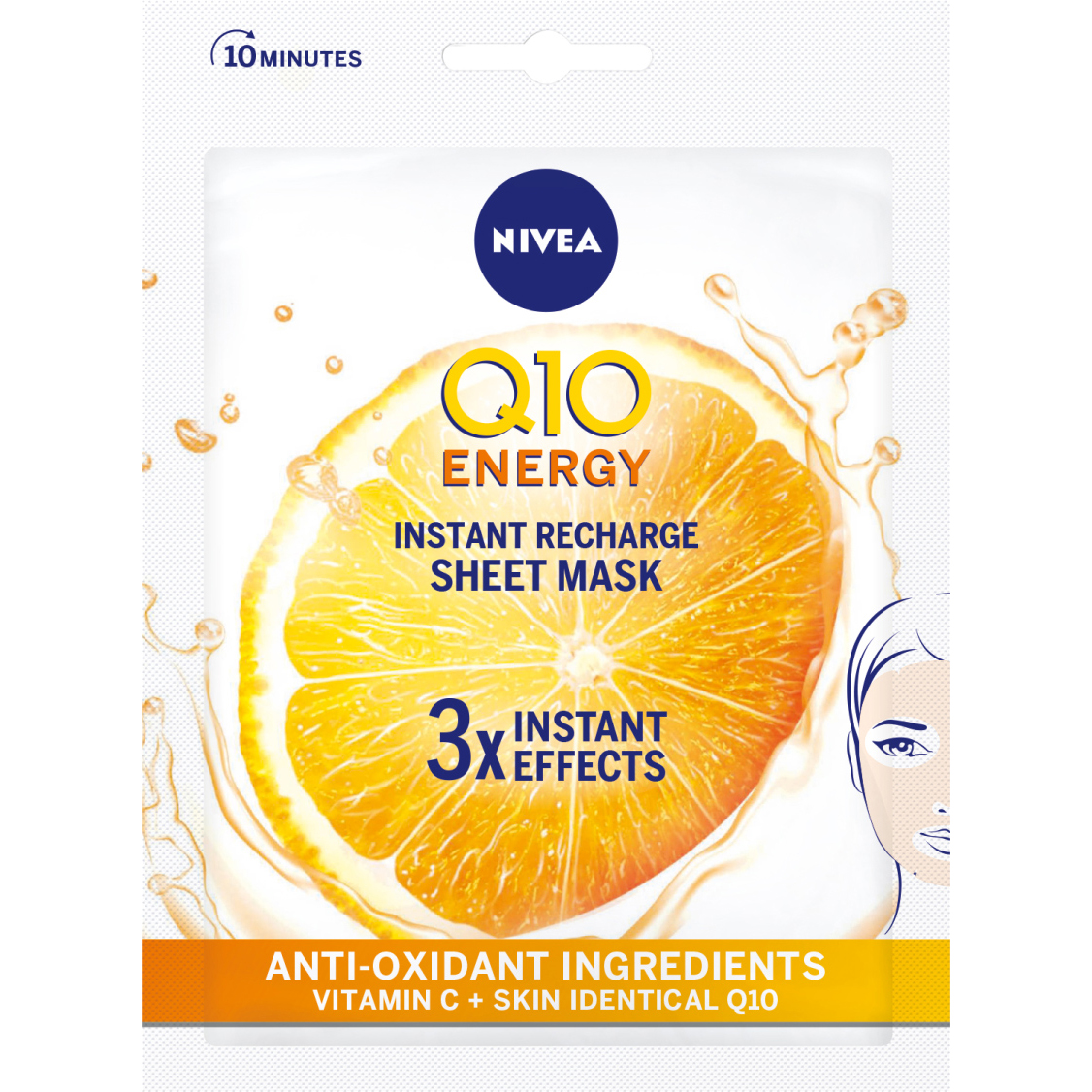 Тканевая маска для лица Nivea Q10 Energy с витамином C 1 шт. - фото 1