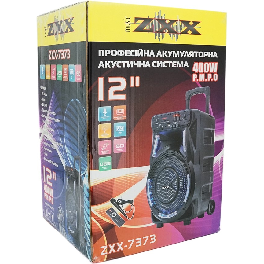 Портативная колонка с подсветкой ZXX M7373 100W Bluetooth микрофон аккумулятор 3600 mAh - фото 6
