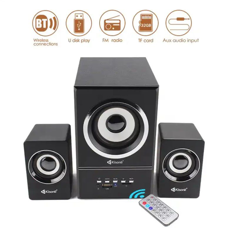 Компьютерные колонки Kisonli U2700BT 2.1 Bluetooth AUX Black - фото 2