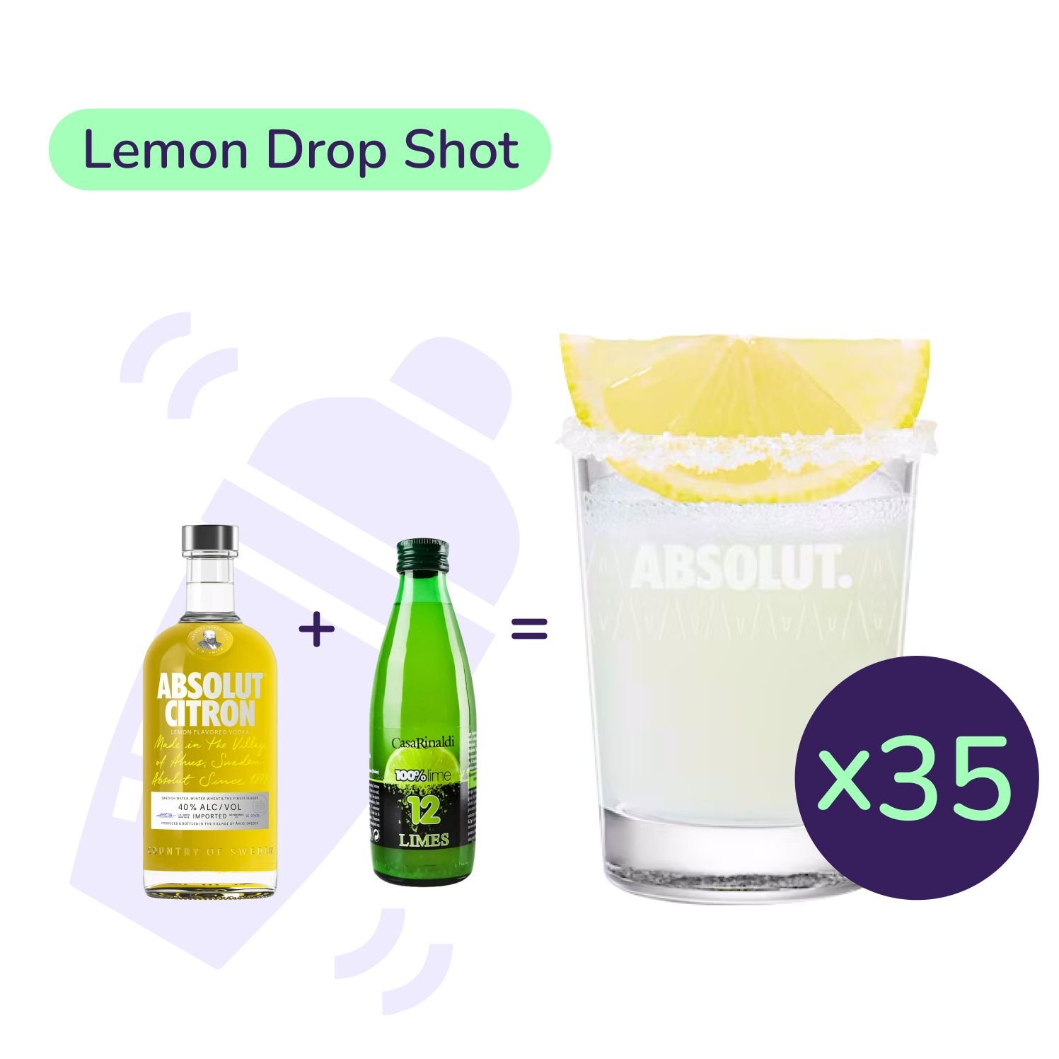 Коктейль Lemon Drop Shot (набір інгредієнтів) х35 на основі Absolut Citron - фото 1