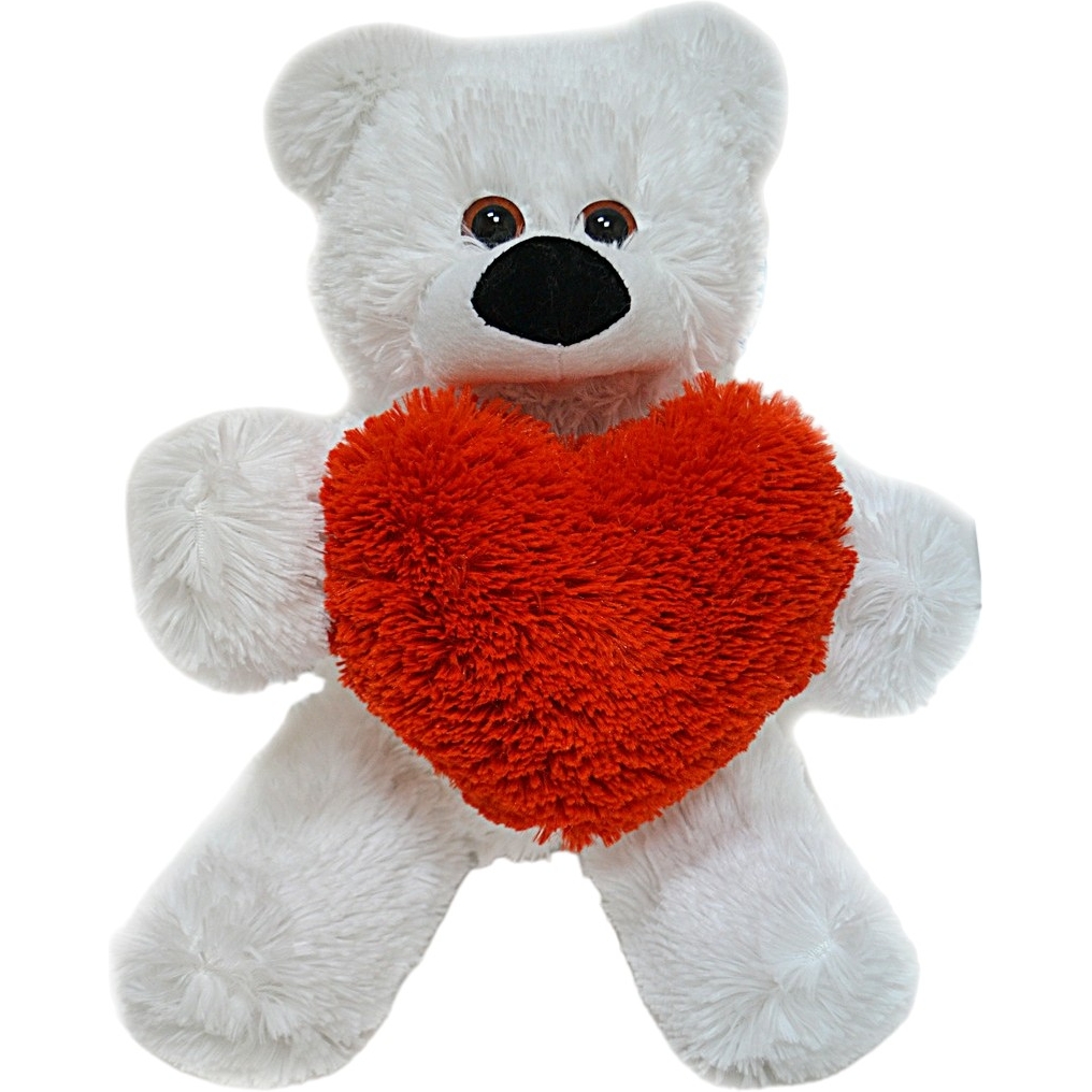 М'яка іграшка Alina ведмедик із серцем 45 см біла - фото 1