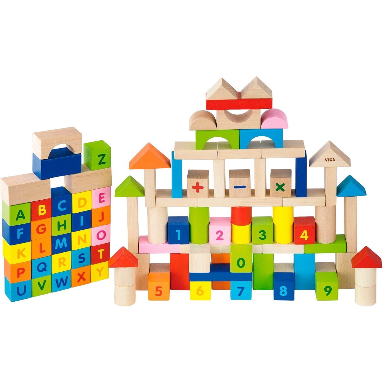 Деревянные кубики Viga Toys Алфавит и числа 100 шт., 3 см (50288) - фото 1