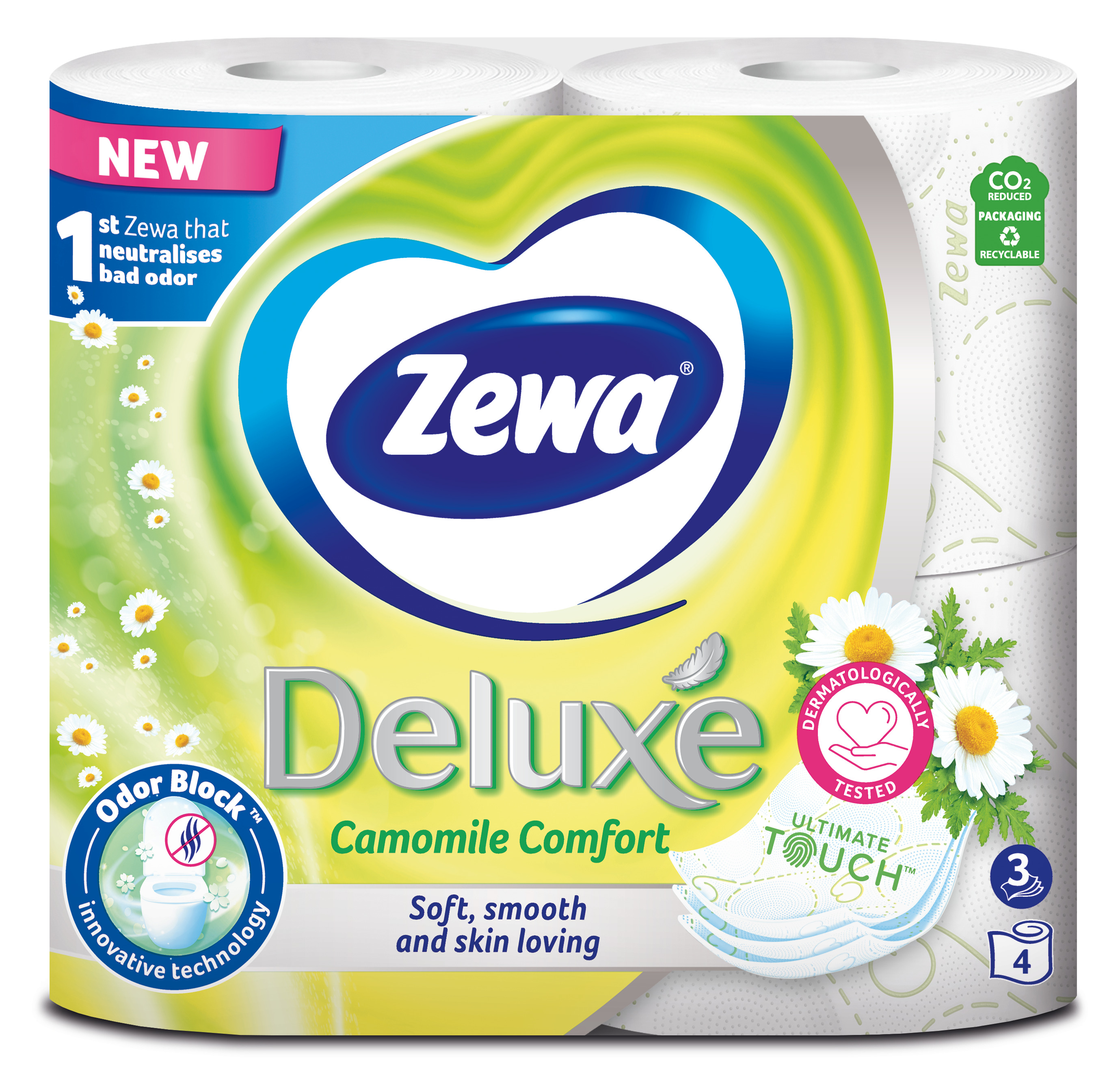 Трехслойная туалетная бумага Zewa Deluxe Ромашка, белый, 4 рулона - фото 2