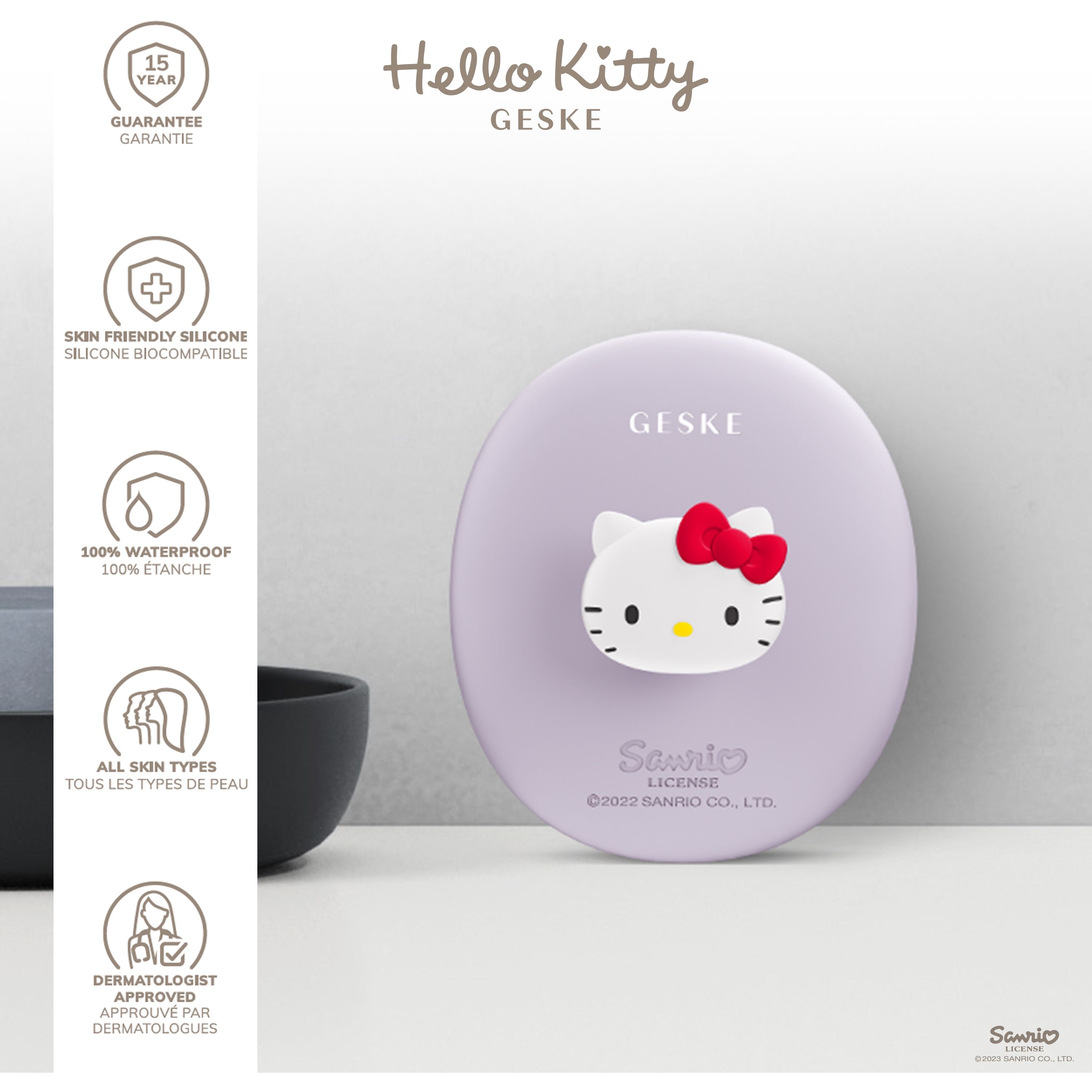 Щетка для лица GESKE Facial Brush 3 в 1 by Hello Kitty с держателем фиолетовая - фото 5