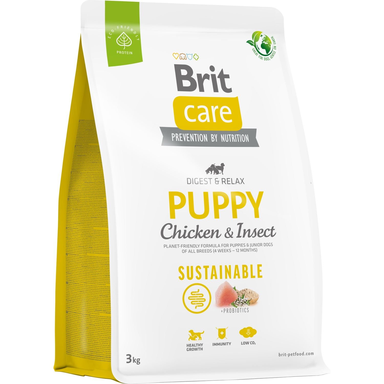 Сухий корм для цуценят Brit Care Dog Sustainable Puppy, з куркою та комахами, 3 кг - фото 1