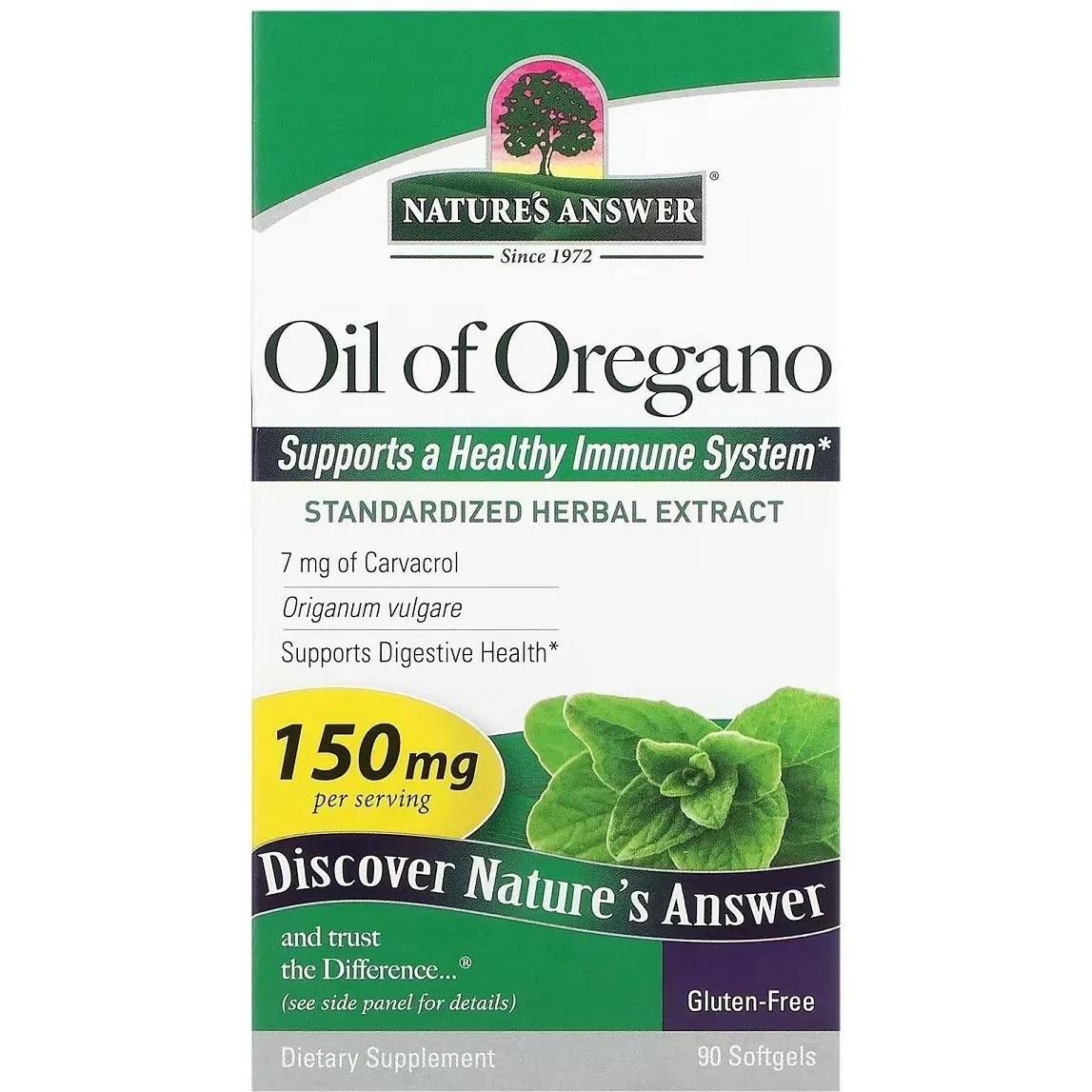 Масло орегано Nature's Answer Oil of Oregano 150 мг 90 гелевых капсул - фото 2