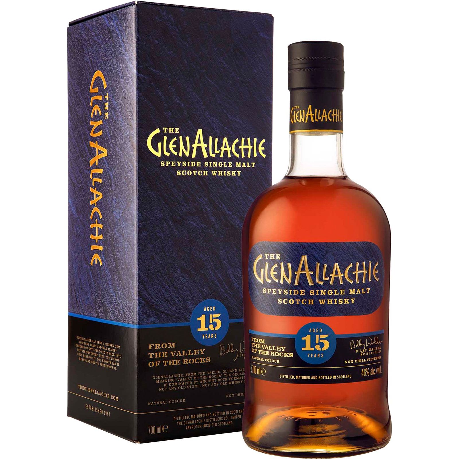 Виски GlenAllachie 15 yo Single Malt Scotch Whisky 46% 0.7 л в подарочной упаковке - фото 1