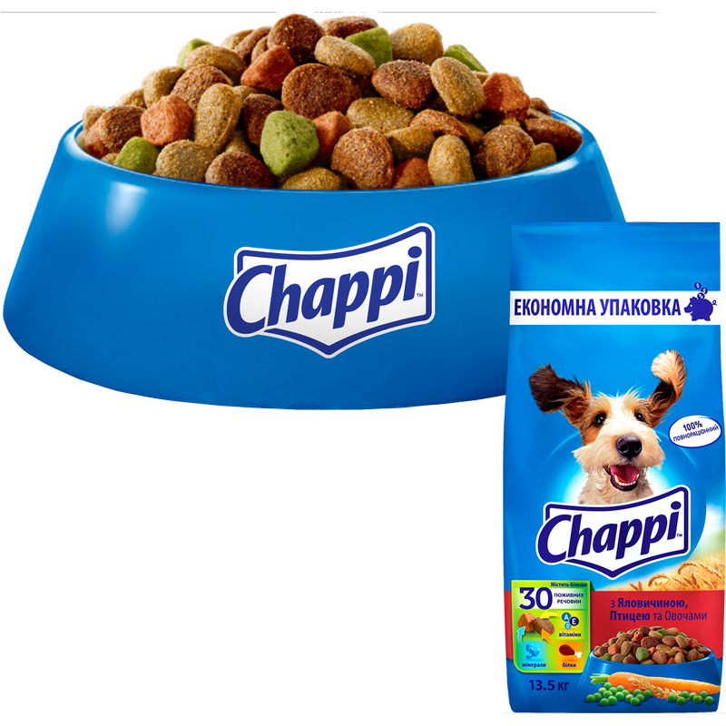 Сухий корм Chappi для дорослих собак з яловичиною, птицею та овочами, 13,5 кг - фото 3