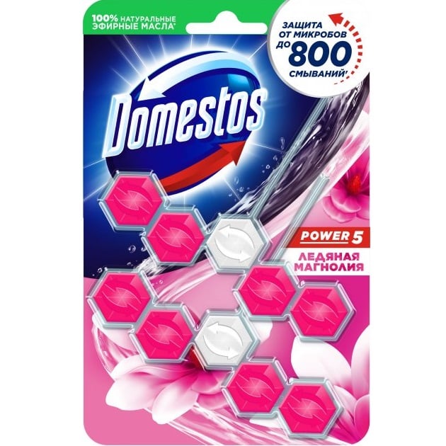 Блоки для чищення унітазу Domestos Power 5 Крижана магнолія, 110 г (2 шт по 55 г) - фото 1