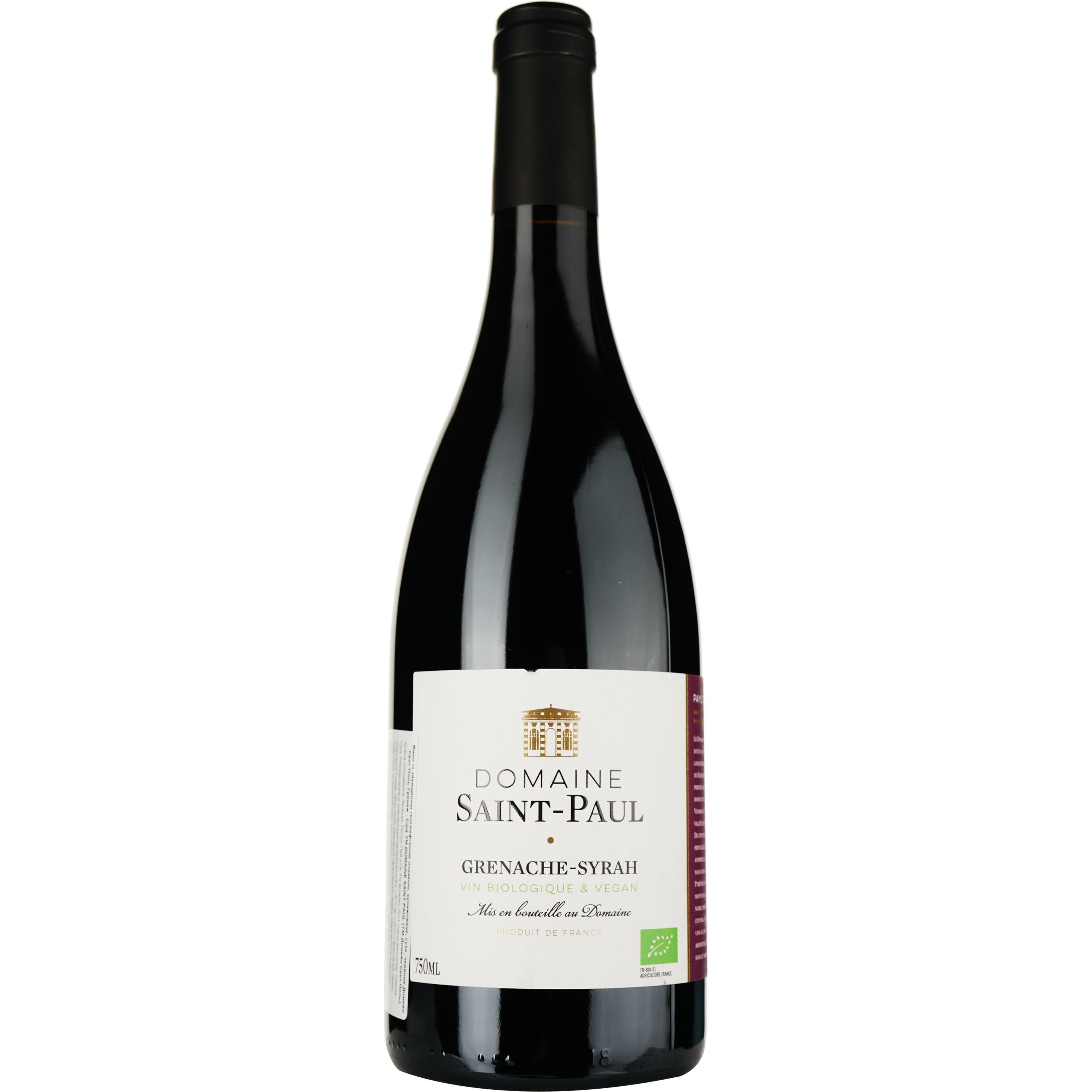 Вино Domaine Saint Paul Grenache Syrah IGP Pays D'OC 2021 червоне сухе 0.75 л - фото 1