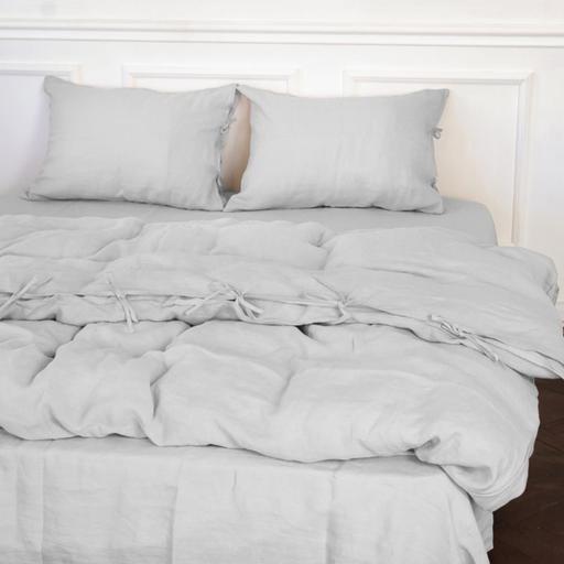 Комплект постельного белья MirSon Natural Linen Beatrice лен полуторный светло-серый (2200008247744) - фото 1