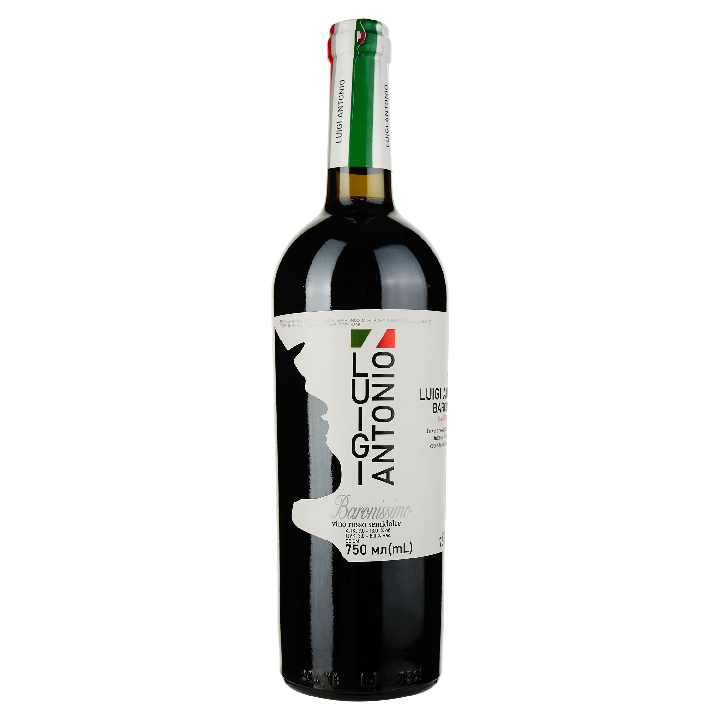 Вино Luigi Antonio Baronissimo, червоне, напівсолодке, 0,75 л - фото 1