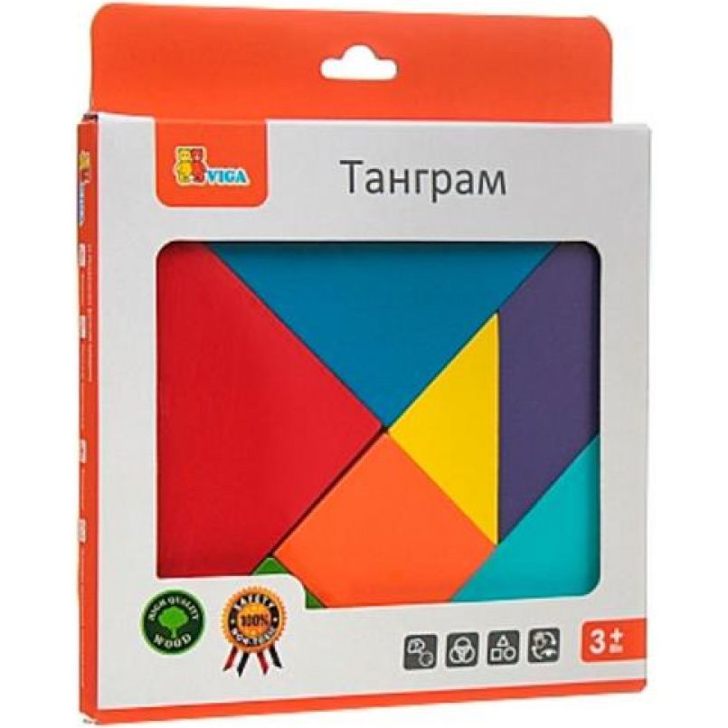 Гра-головоломка Viga Toys Кольоровий дерев'яний танграм 7 елементів (55557) - фото 2