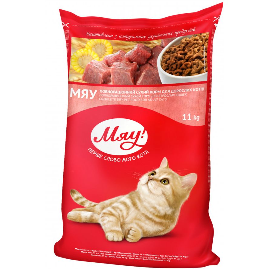 Сухой корм для кошек Мяу Мясо, рис и овощи 11 кг (B1240602) - фото 1