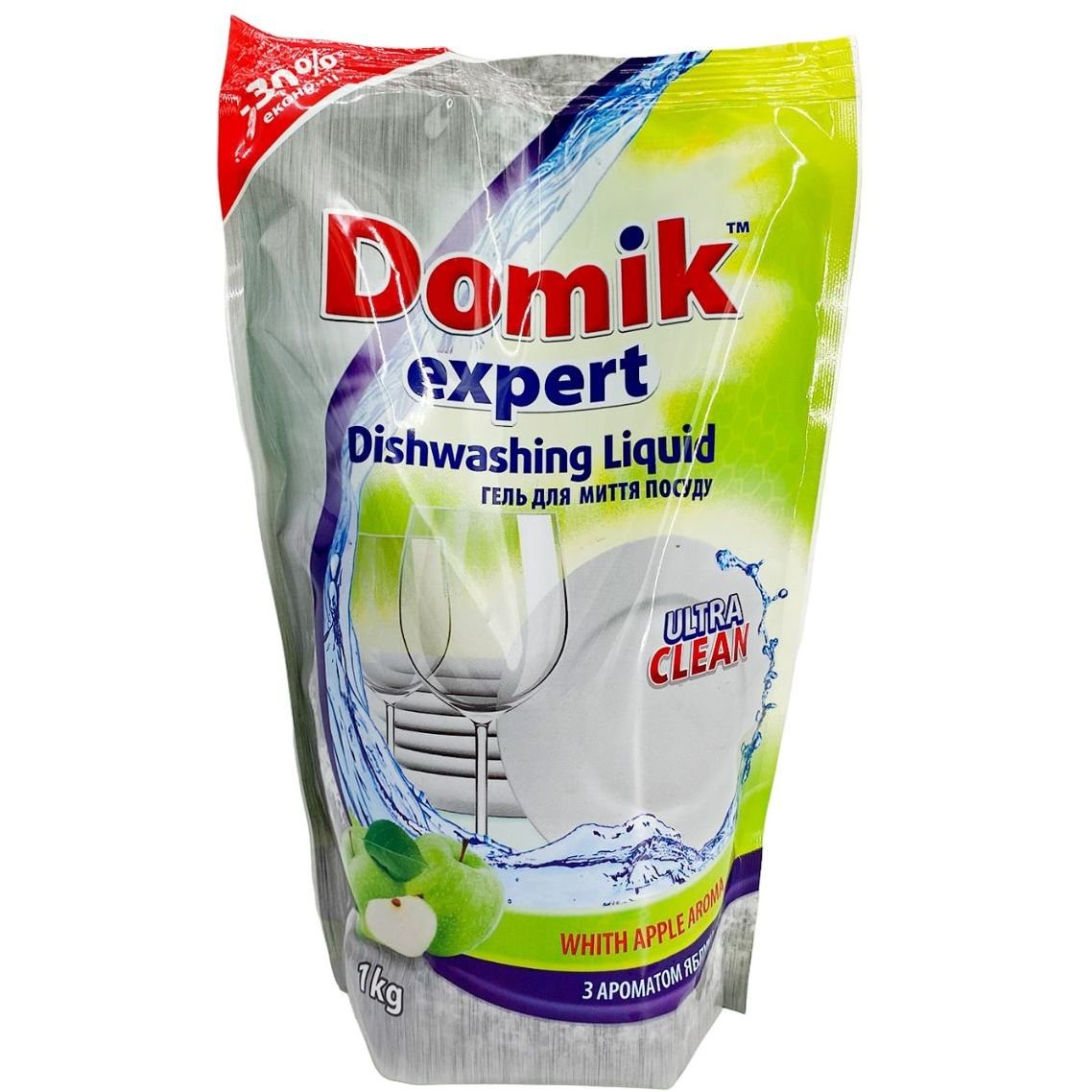 Гель для миття посуду Domik Expert з ароматом яблука, 1 л, дойпак - фото 1