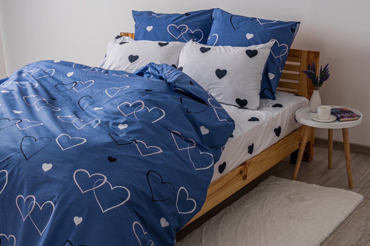 Комплект постільної білизни ТЕП Happy Sleep Navy Blue Love 31 двоспальний синій з білим (2-03795_24829) - фото 4